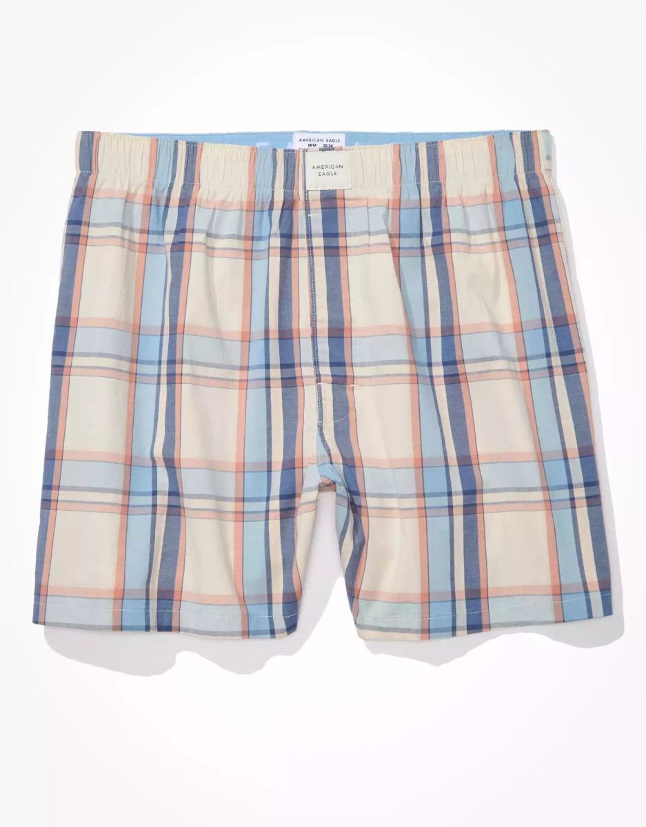 Shorts De Bain American Eagle AEO Plaid Stretch Blanche Homme | ESX-99786258